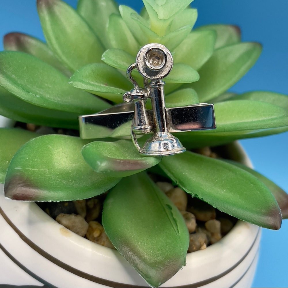 Vintage 1950s-60s Rugin Candlestick Telephone Tie Clip – Rotary Phone Charm ✨
